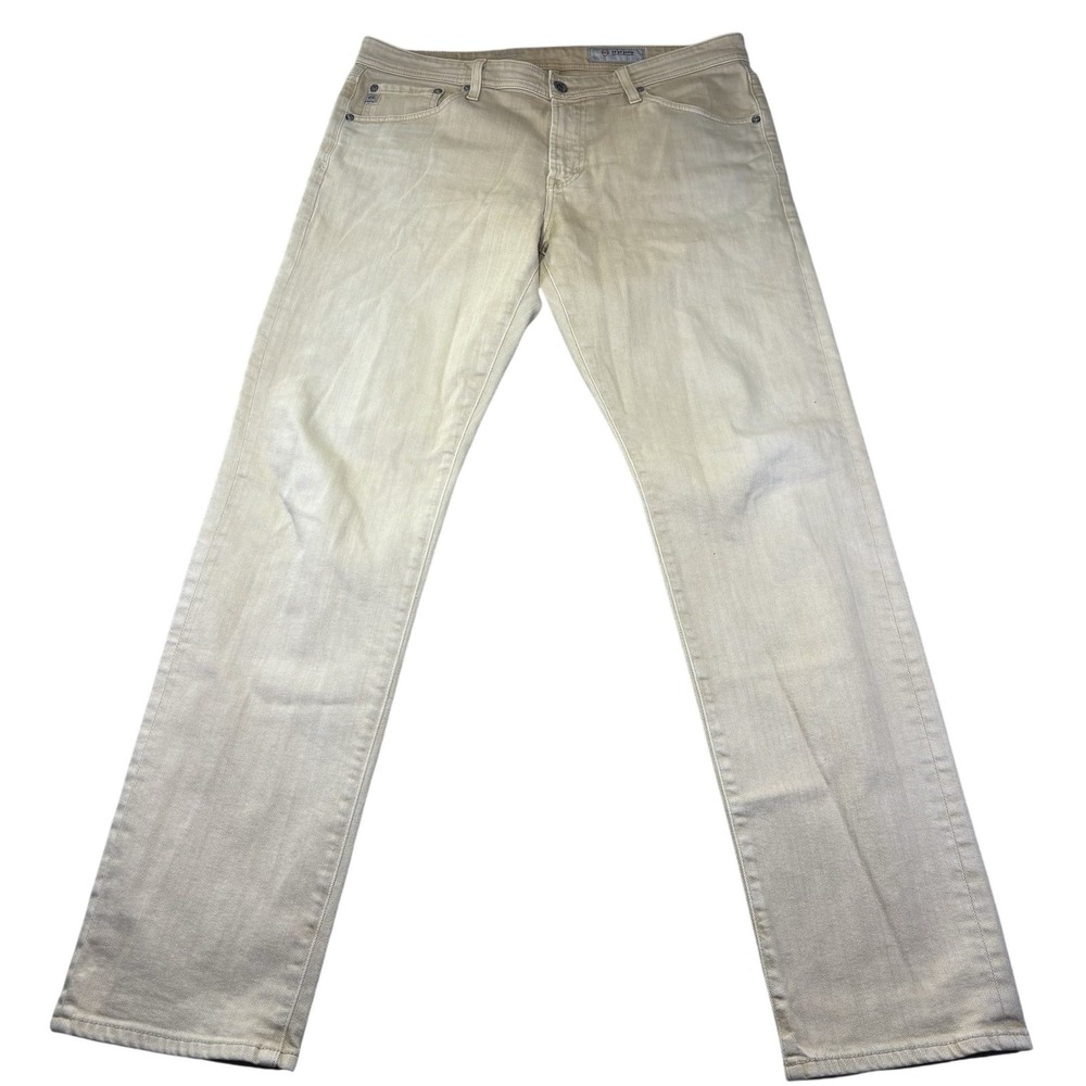 AG Adriano Goldschmied Graduate Jeans Mens 34x32 Beige Slim Straight 1174DSD